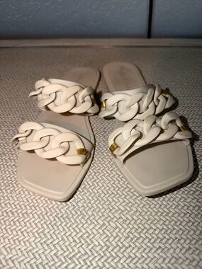 Altar'd State Cream Braided Double-Strap Slide Sandals